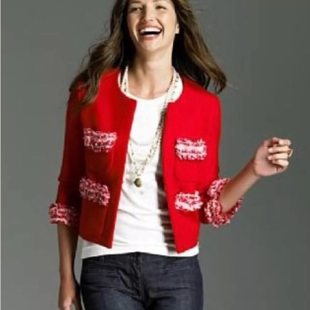 NWT J.Crew Liberty of London Floral ribbon Astrid lady jacket blazer size 8 - Picture 5 of 6